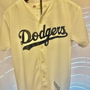 Majestic White Dodgers Baseball Jersey, Robinson, Youth 14/16